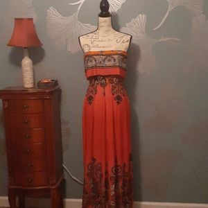 Gorgeous Floral Pink and Orange Gradient Dress